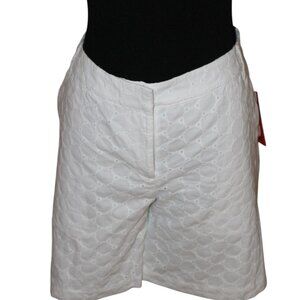 Izod White Embroidered Fabric Lined Zip Button Shorts, Size 8 NWT's